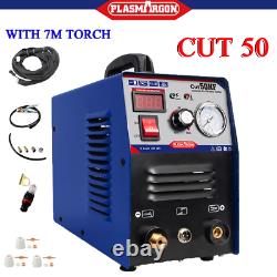 50A Plasma Cutter Machine Inverter Air Pressure Gauge Digital Display 7M torch