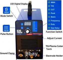 520TSCPF 3-IN-1 220V Plasma Cutter Welder Machine IGBT 50A CUT/200A TIG/180A MMA