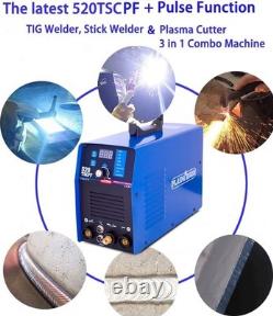 520TSCPF 3-IN-1 220V Plasma Cutter Welder Machine IGBT 50A CUT/200A TIG/180A MMA