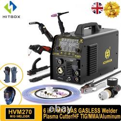 6IN1 MIG/Plasma Cutter/HF TIG/ARC Welder Gas/Gasless Machine Aluminum 250A 220V