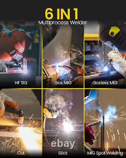 6IN1 MIG/Plasma Cutter/HF TIG/ARC Welder Gas/Gasless Machine Aluminum 250A 230V