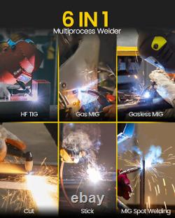 6IN1 MIG/Plasma Cutter/HF TIG/ARC Welder Gas/Gasless Machine Aluminum 250A 230V