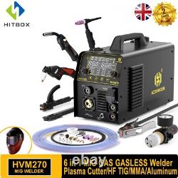 6IN1 MIG/Plasma Cutter/HF TIG/ARC Welder Gas/No Gas Machine Aluminum 250Amp 220V