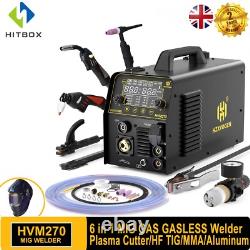 6IN1 MIG/Plasma Cutter/HF TIG/ARC Welder Gas/No Gas Machine Aluminum 250Amp 230V