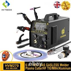 6IN1 MIG/Plasma Cutter/HF TIG/ARC Welder Gas/No Gas Machine Aluminum 250Amp 240V