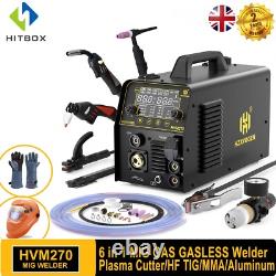 6IN1 MIG/Plasma Cutter/HF TIG/STICK Welder Gas/No Gas Machine Aluminum 250A 220V