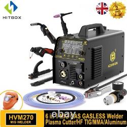 6IN1 MIG/Plasma Cutter/HF TIG/STICK Welder Gas/No Gas Machine Aluminum 250A 230V