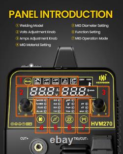 New HVM270 6IN1 MIG/TIG/CUT/ARC Welding Machine Aluminum 250A IGBT Plasma Cutter