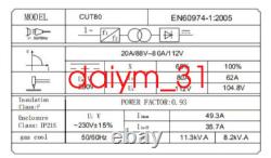 Plasma Cutter 80Amp Non-HF Continuous Pilot Arc Air CNC Plasma Cutting machine