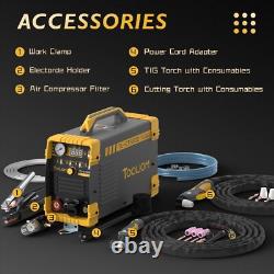 TOOLIOM 3 in 1 Cut/TIG/Stick Welder 50A Air Plasma Cutter 200A TIG and 200A S