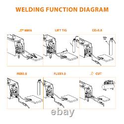 Soudeur MIG CUT TIG MMA Machine de soudage à gaz/sans gaz Plasma Cutter 5 en 1 avec torche TIG